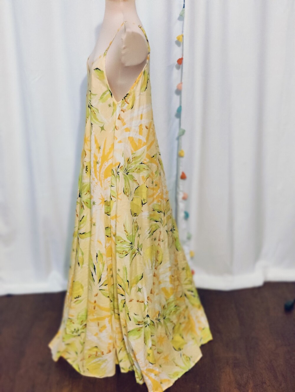 Haute Hippie full sweep Cotton Maxi Dress fruit & fauna V front /back  Chic S - Picture 4 of 8